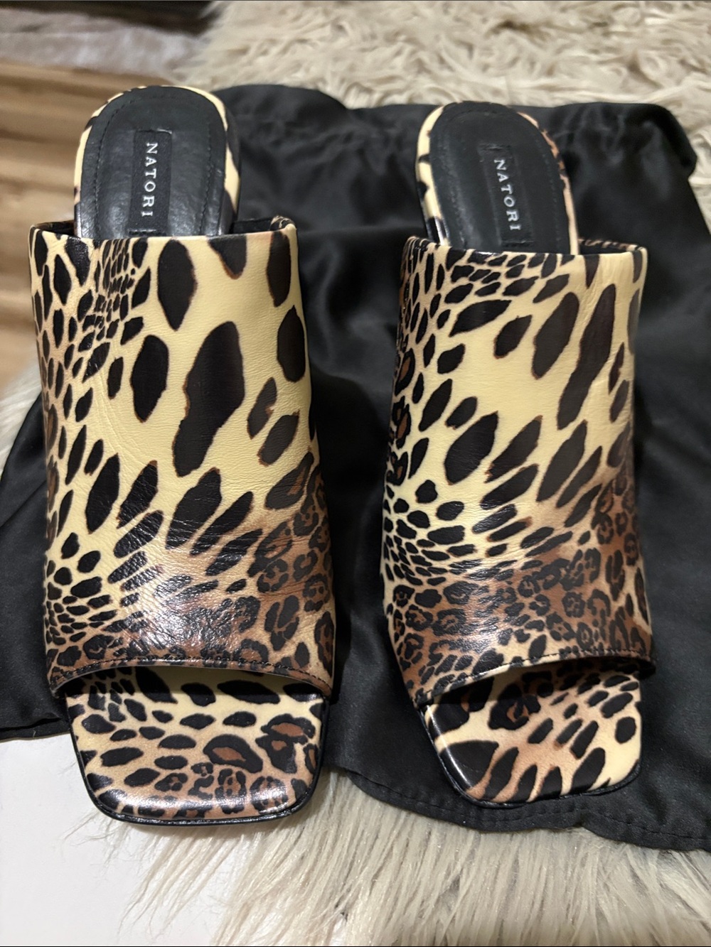Natori Leopard-Print Slide Mules - Brown & Black